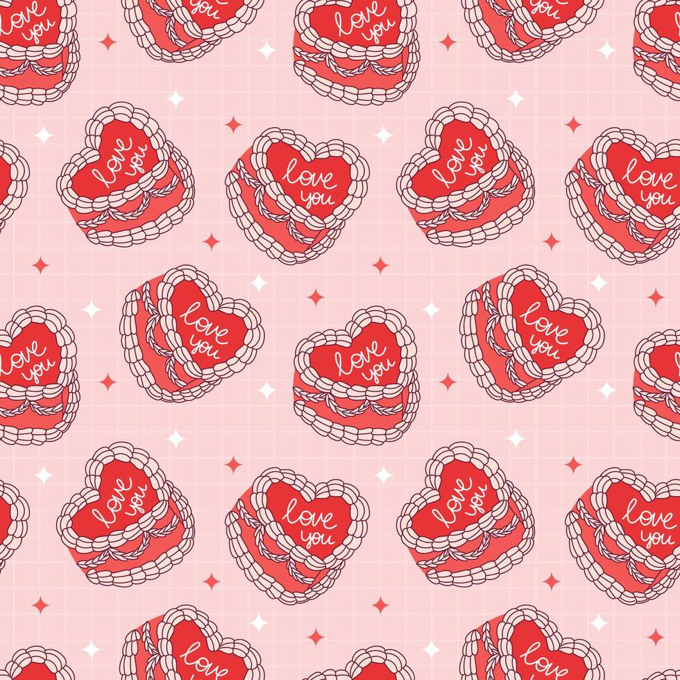 Seamless Love Pattern with Heart-Shaped Designs and Romantic Messages vector