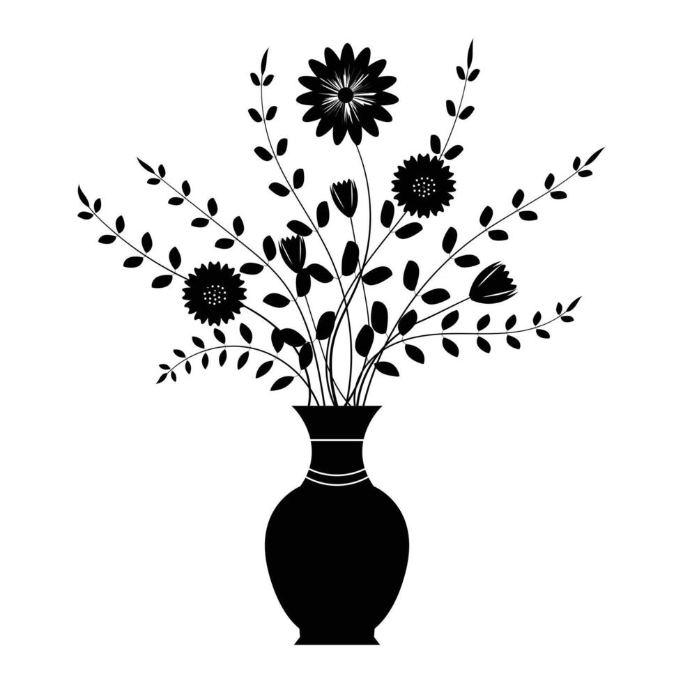 Flower Vase Silhouette Illustration Design vector