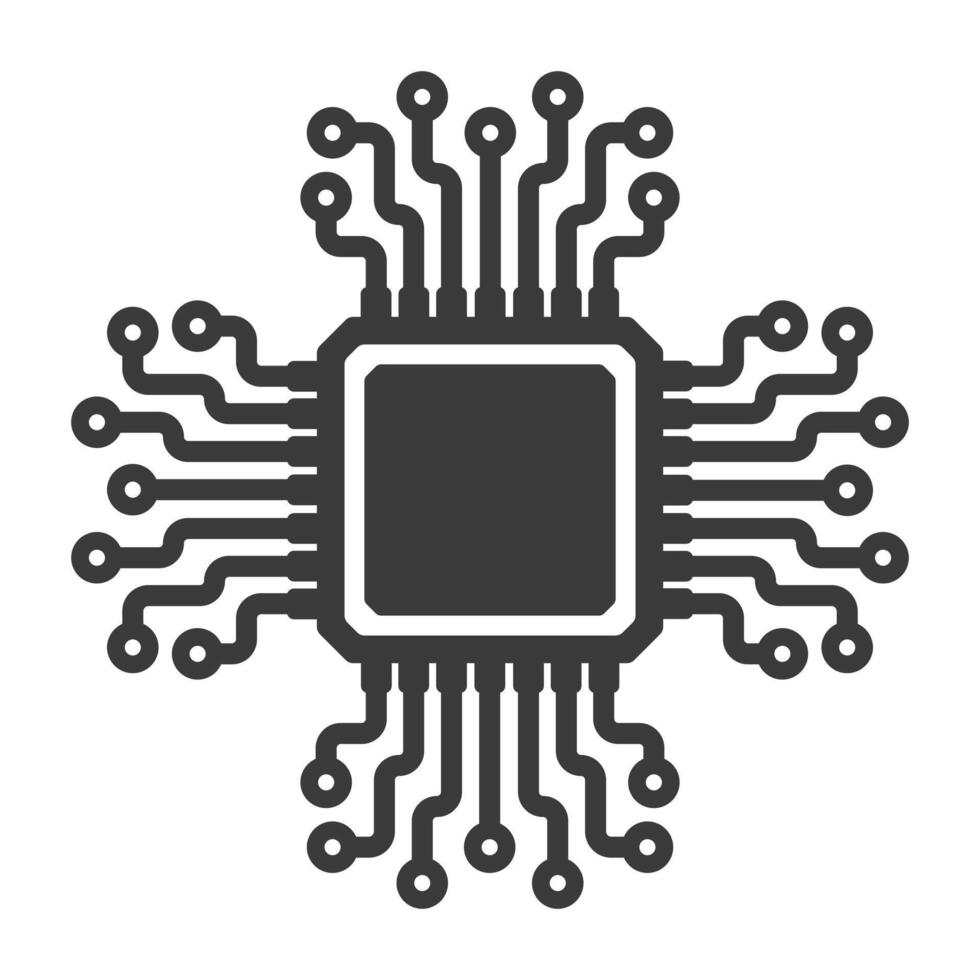 AI, CPU, GPU microchip icon, Machine learning micro chip symbol, ML icon, Artificial intelligence sign. ai microchip illustration image. Isolated on white background. vector