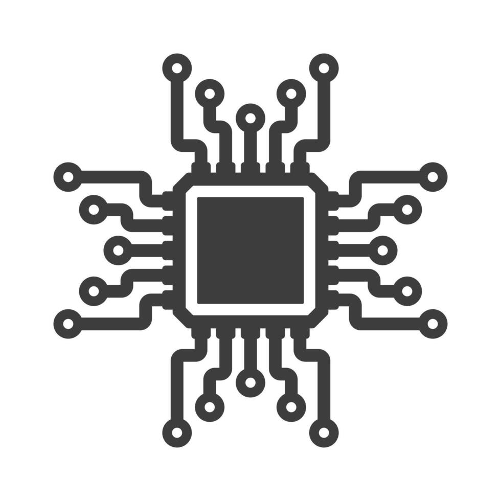 AI, CPU, GPU microchip icon, Machine learning micro chip symbol, ML icon, Artificial intelligence sign. illustration image. Isolated on white background. vector