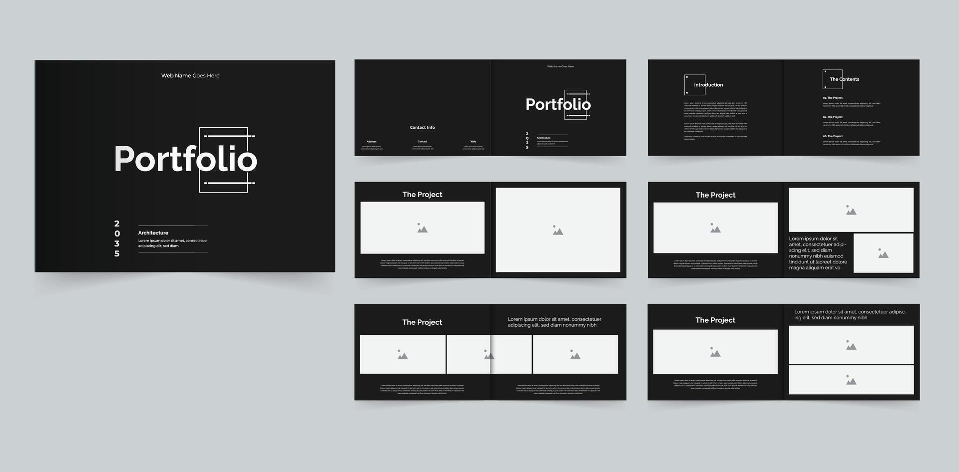 Architecture portfolio design black portfolio interior portfolio vector