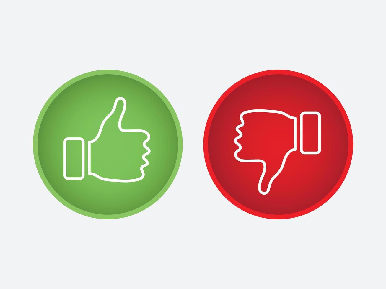 Like or dislike. line icon, Thumb up and down red and green icons vector