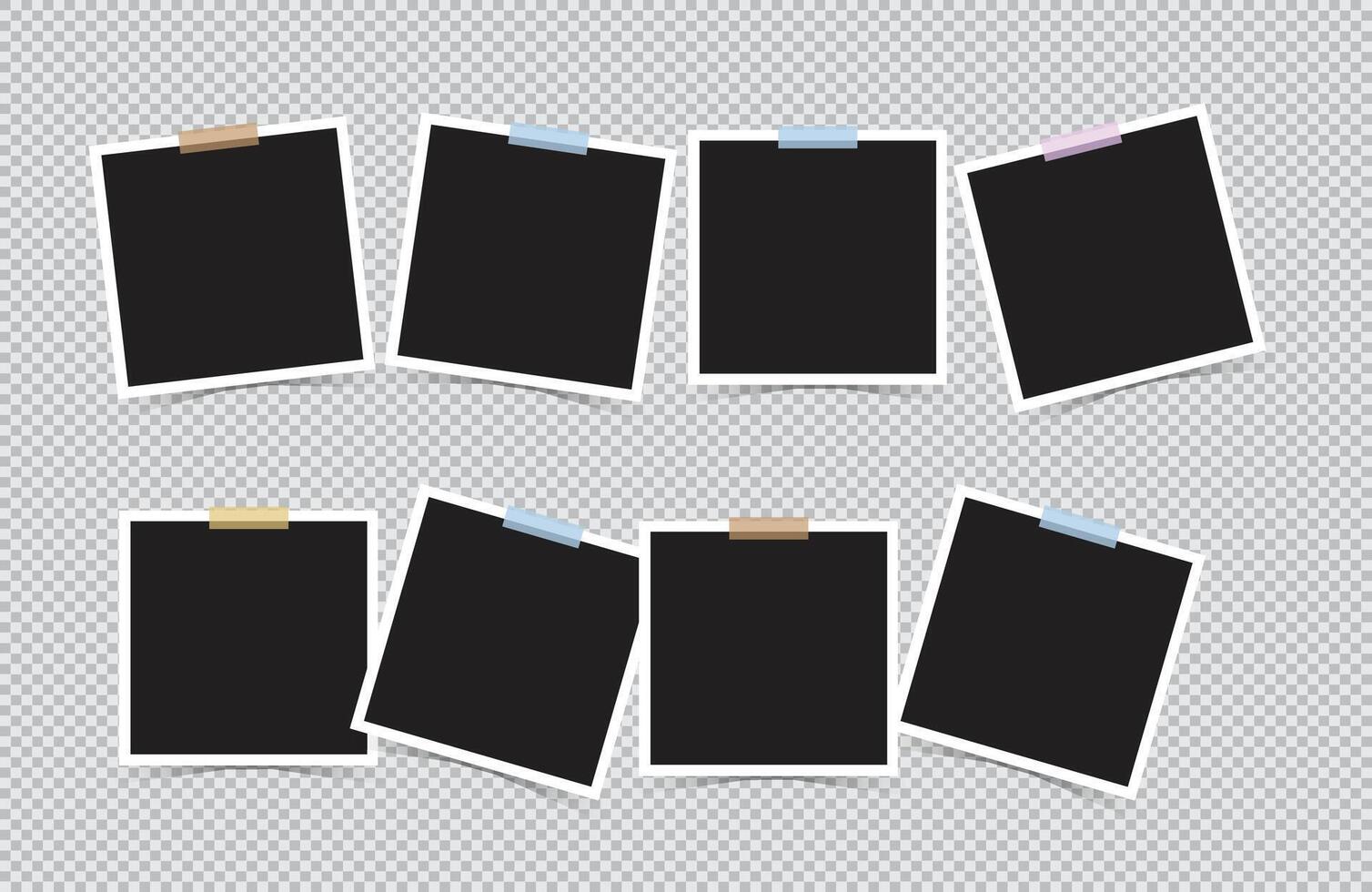 photo frame on sticky tape on transparent background vector