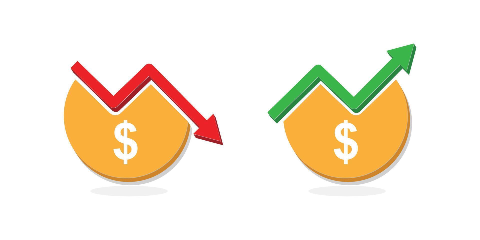 Price, rate, profit increase and decrease icon vector