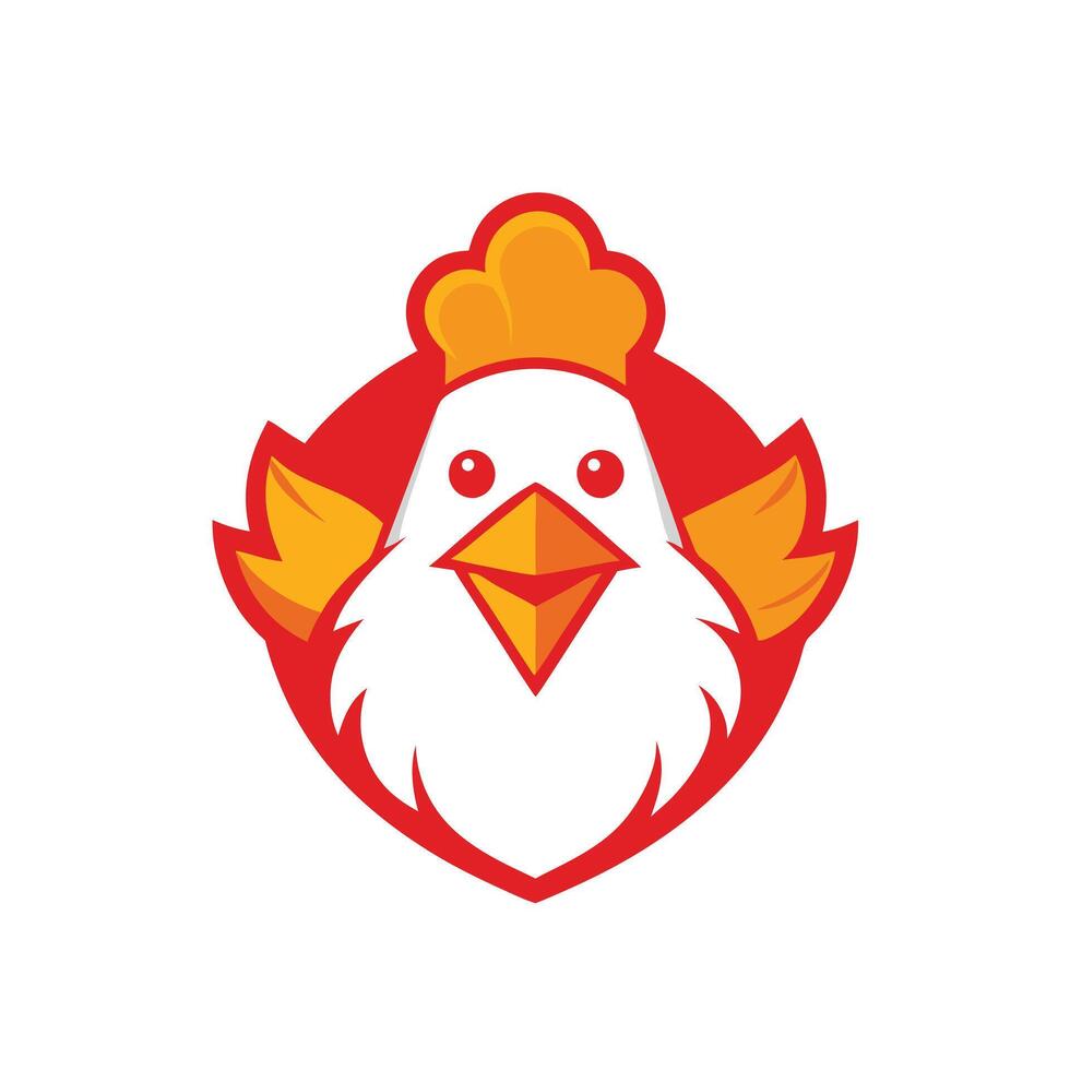 A chicken head logo with a red background vector