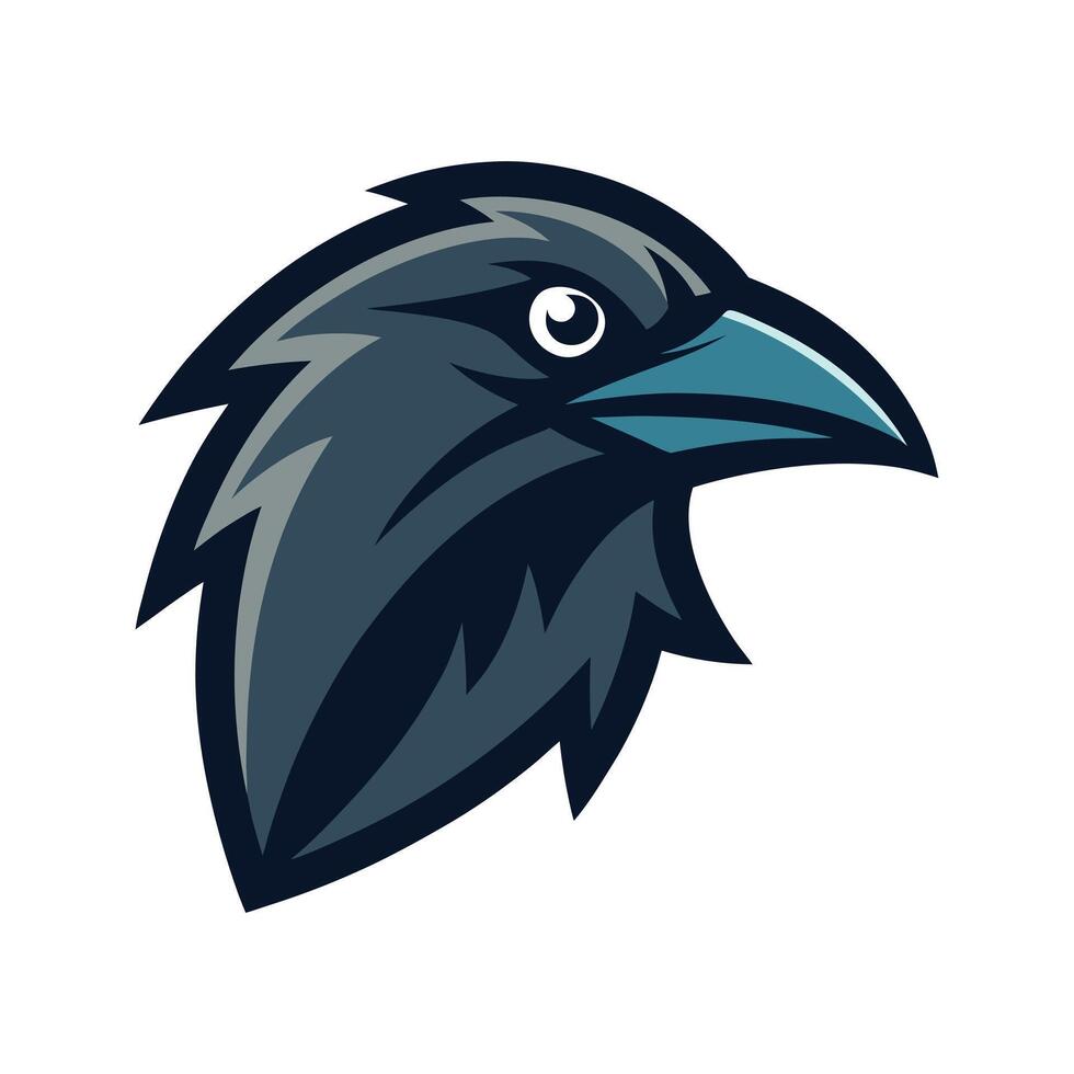 A raven head with a blue beak vector