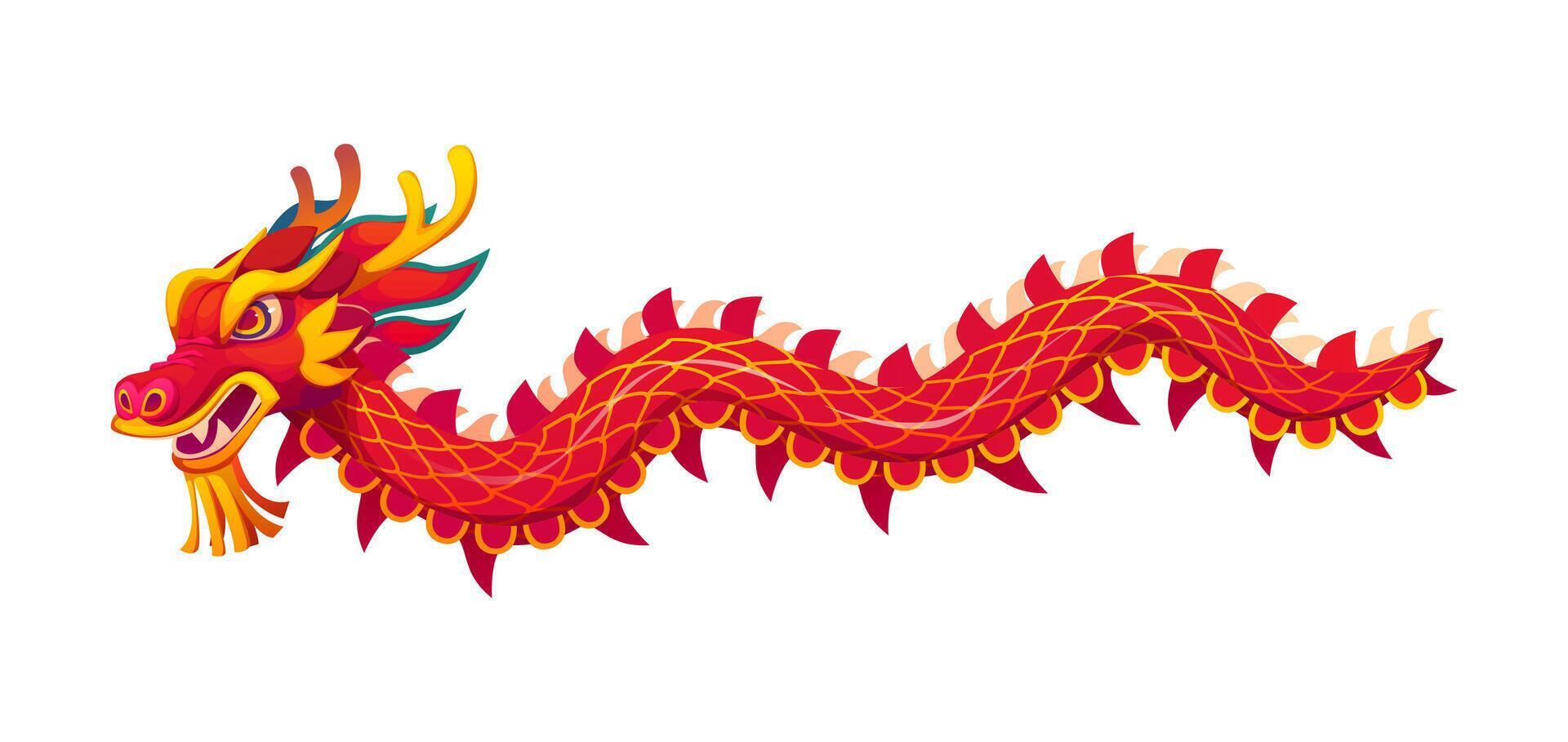 Red Chinese dragon, lunar year holiday character vector