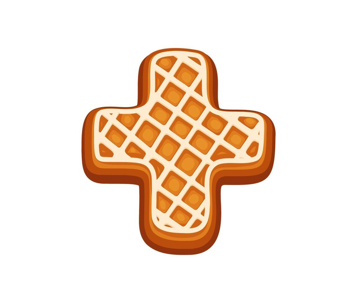 Christmas gingerbread plus sign with icing mesh vector