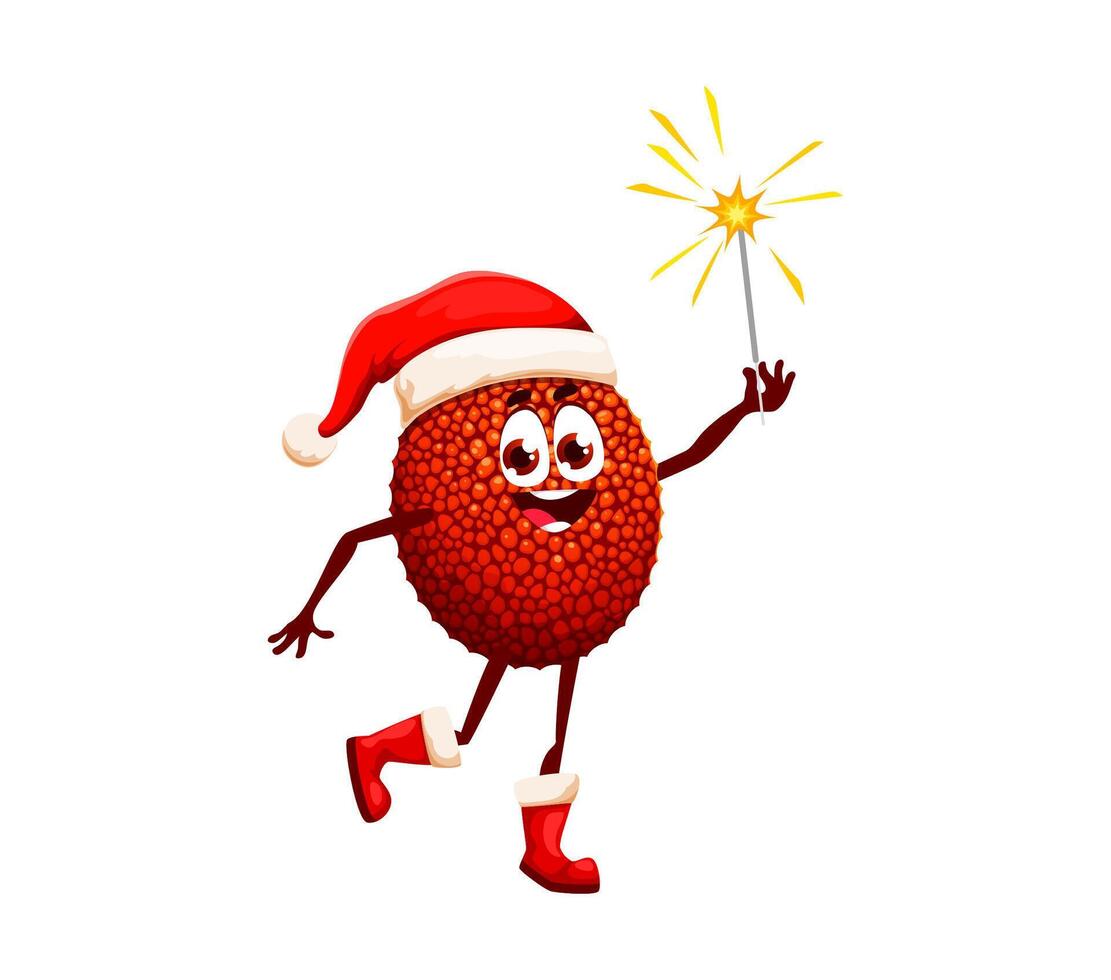 Cartoon Christmas lychee fruit with a sparkler vector