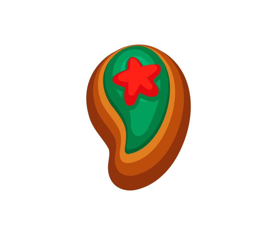 Festive Christmas gingerbread comma cookie glyph vector