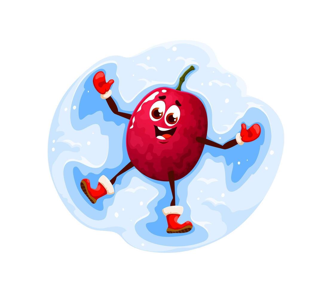 Christmas passion fruit making a snow angel vector