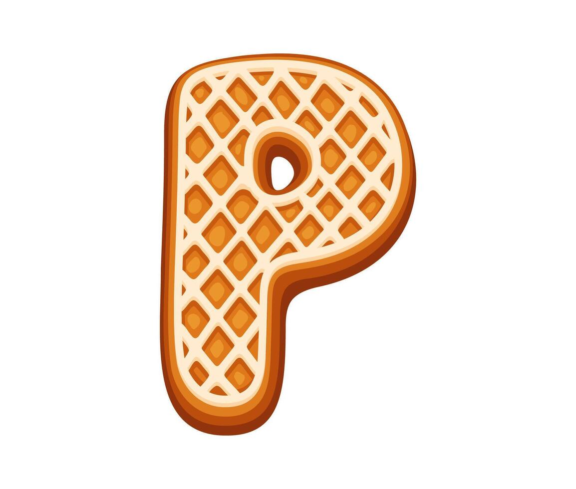 Festive gingerbread letter P with Christmas decor vector