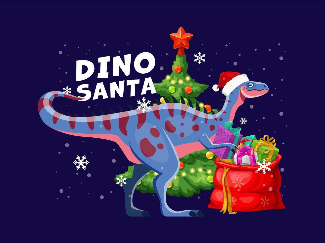 Christmas dinosaur greetings with Alectrosaurus vector