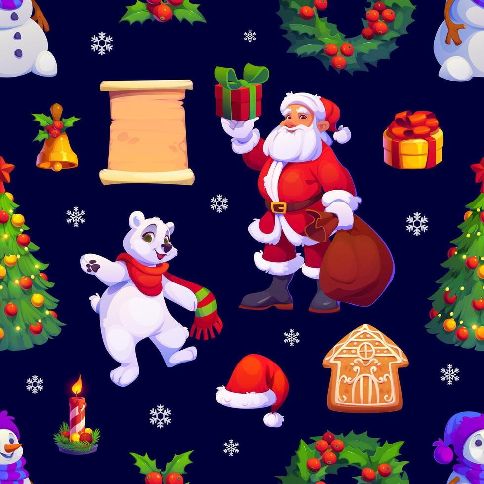 Christmas holiday characters seamless pattern vector