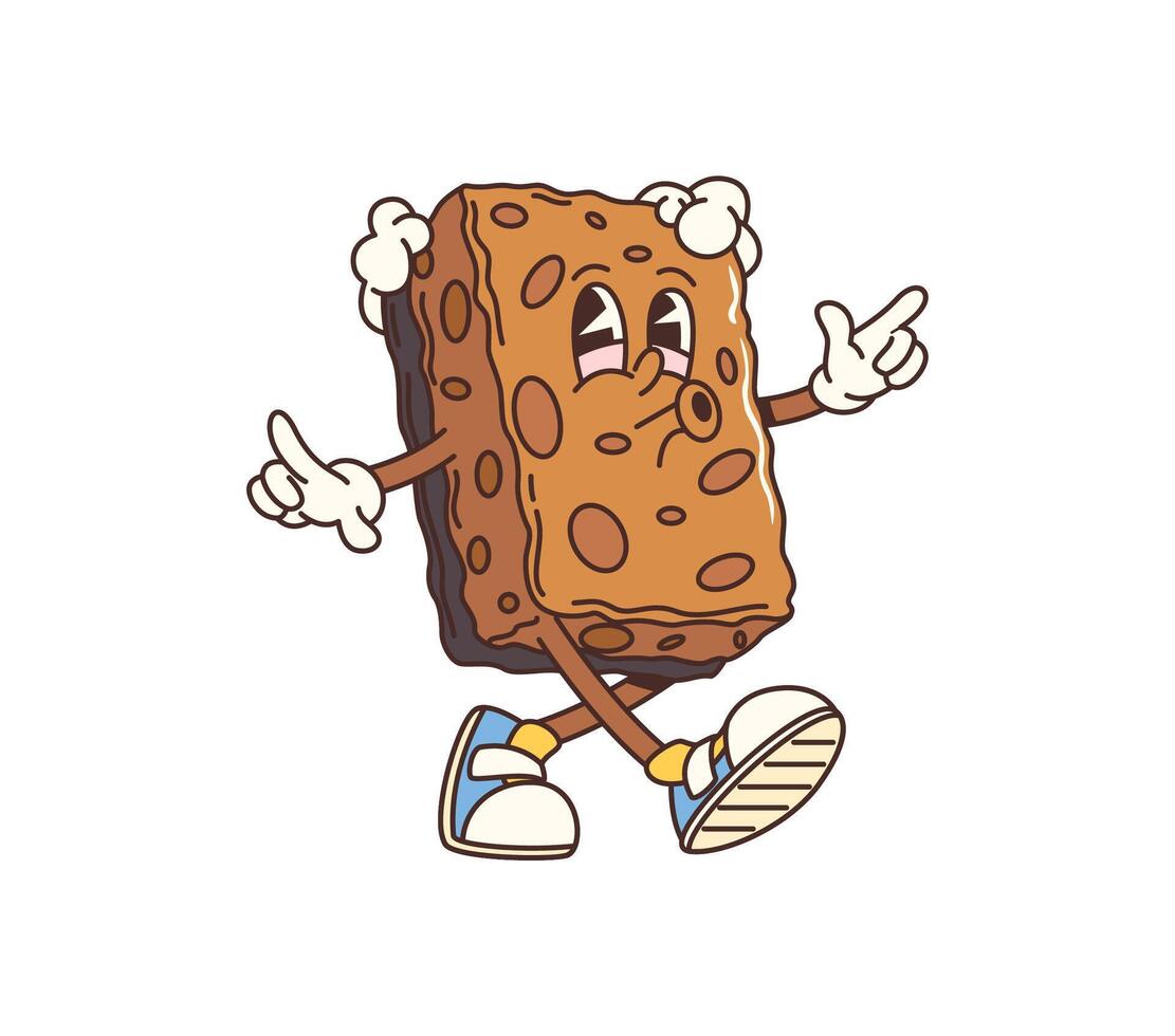 Groovy cartoon sponge cleaning tool character vector