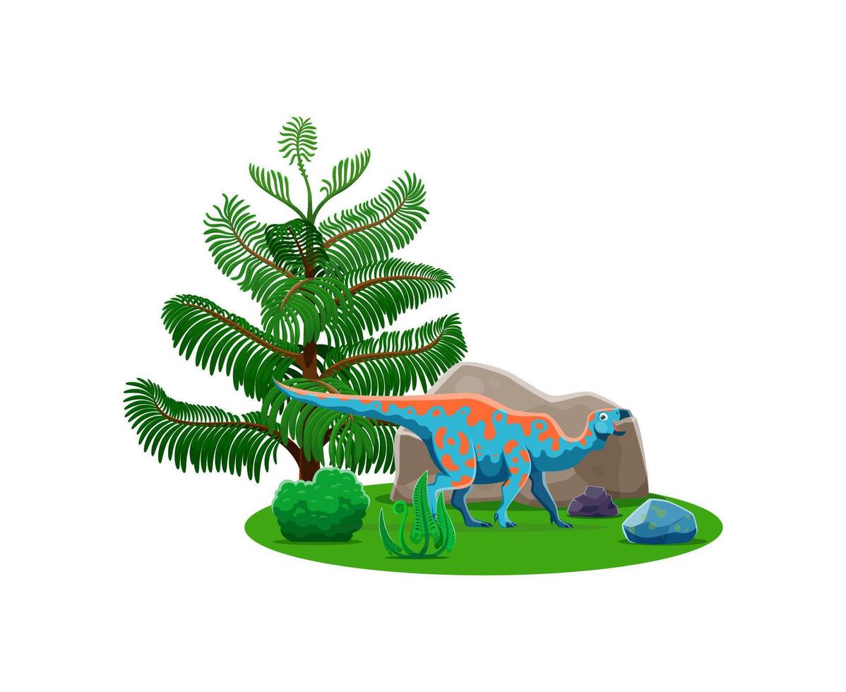 Iguanodon prehistoric dinosau Mesozoic era lizard vector