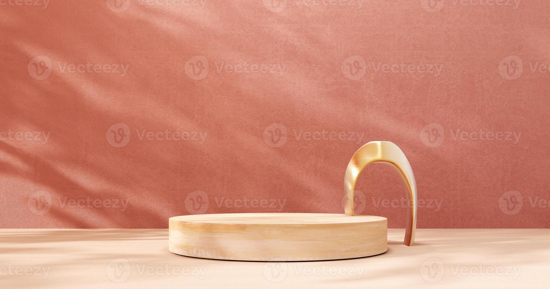 Unobtrusive botanical background with shadow on the wall - trend frame, cover, card, postcard. Exhibition Podium, stand, showcase on pastel light background for premium product -3D render. photo