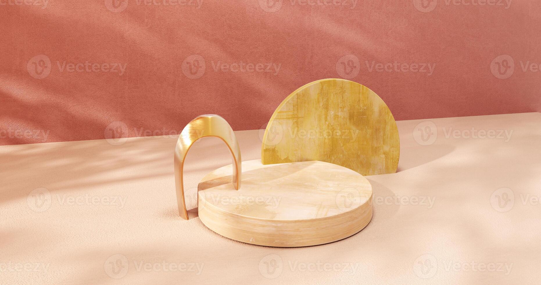 Unobtrusive botanical background with shadow on the wall - trend frame, cover, card, postcard. Exhibition Podium, stand, showcase on pastel light background for premium product -3D render. photo