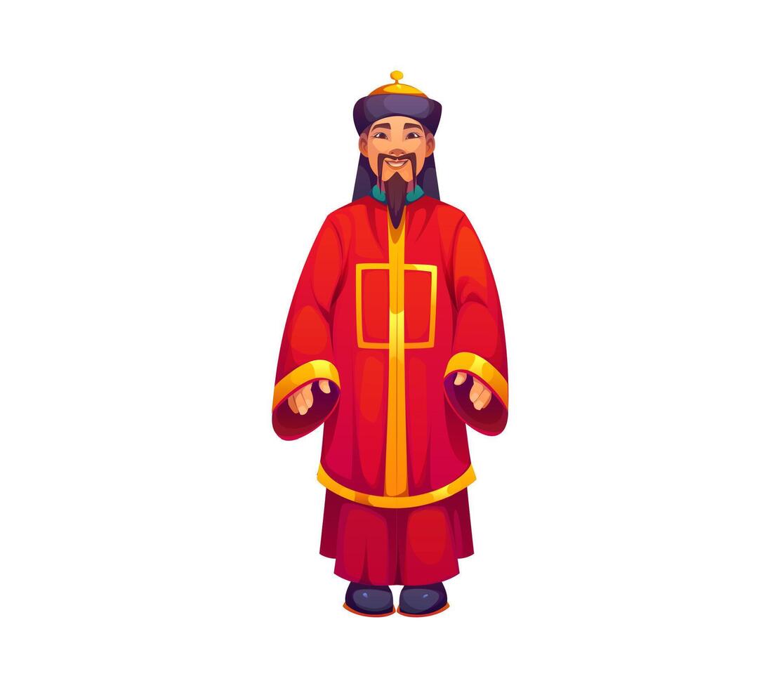 Chinese man wearing traditional red festive attire vector