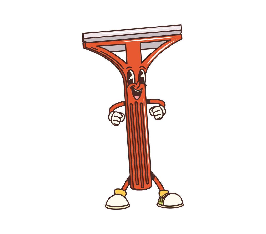 Cartoon squeegee groovy cleaning tool character vector