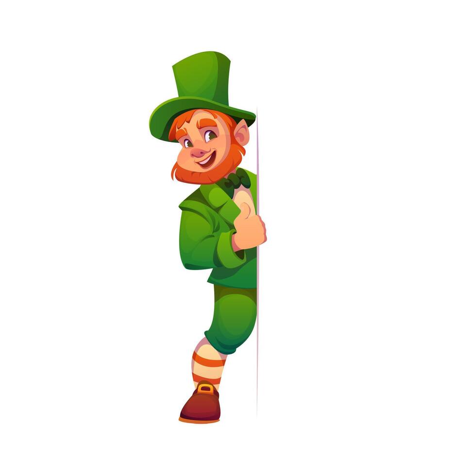 Cartoon irish leprechaun man character peeking vector