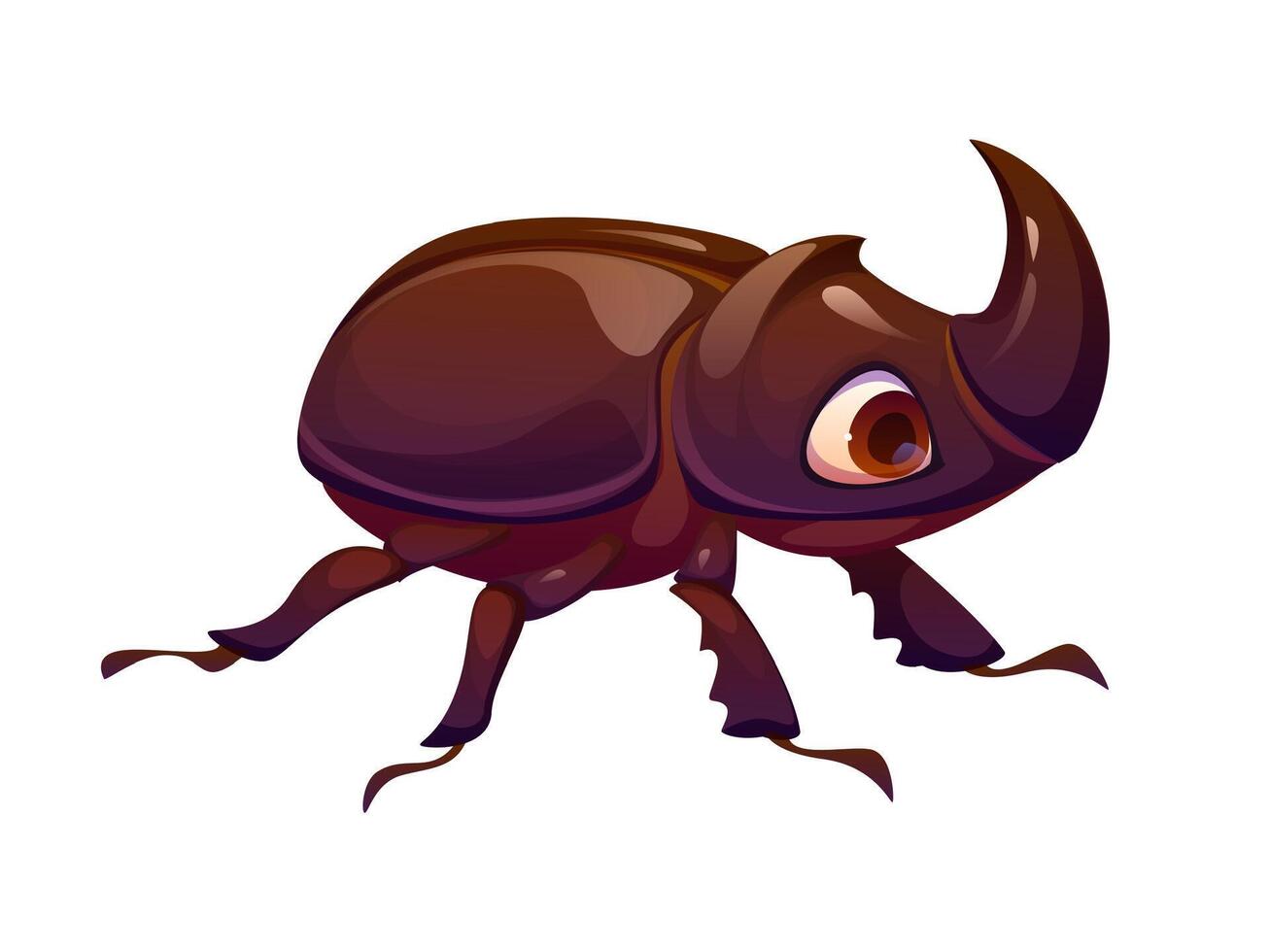 Cartoon funny rhinoceros beetle insect character vector