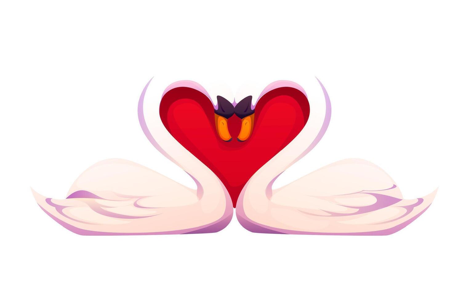 Two elegant swans creating heart shape with necks vector