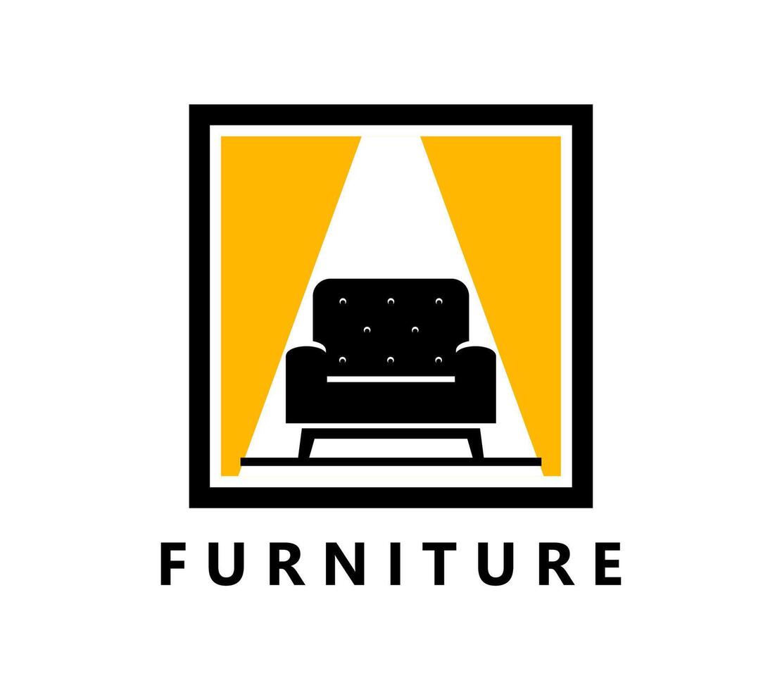 Interior design, furniture store icon or symbol vector