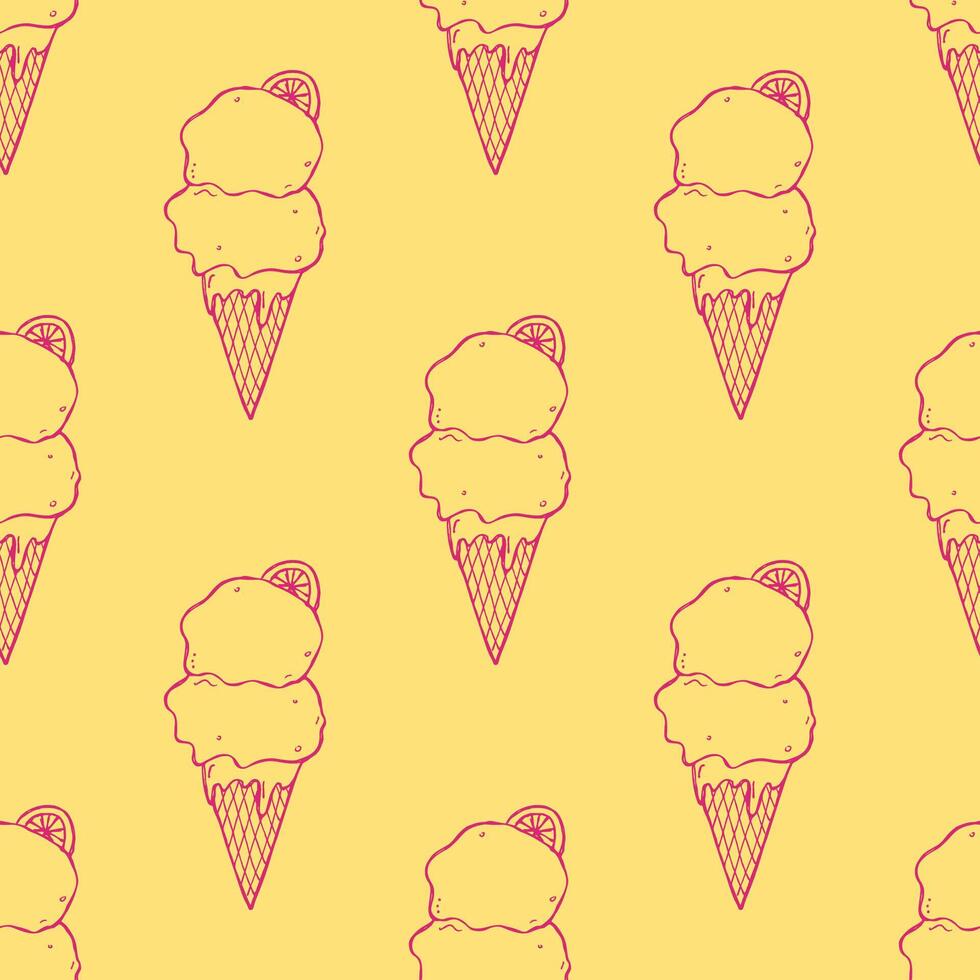 Seamless pattern with ice cream doodle for decorative print, wrapping paper, greeting cards, wallpaper and fabric vector