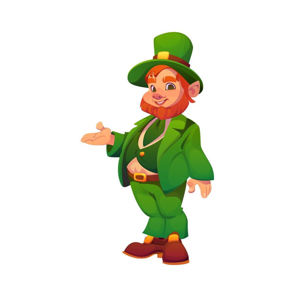 Irish leprechaun cartoon man character, St Patrick vector
