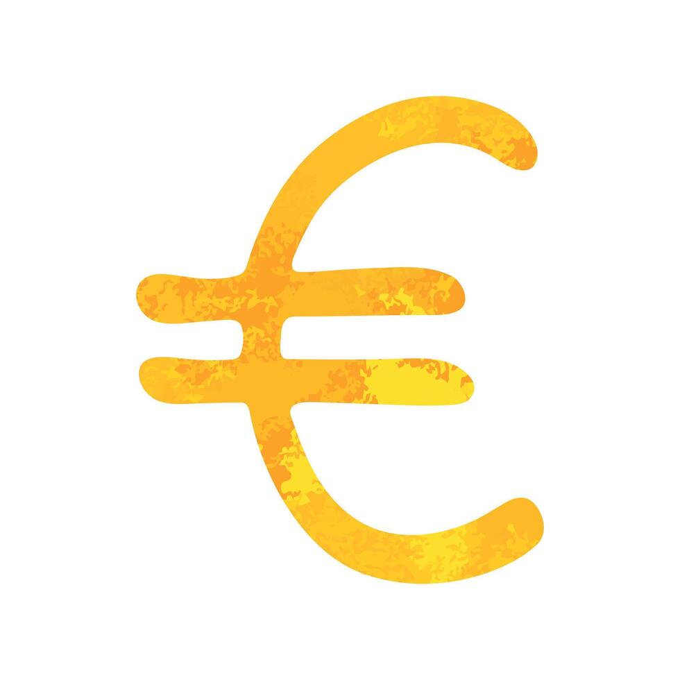 Hand drawn euro currency symbol. Brush stroke doodle. Single element for design vector