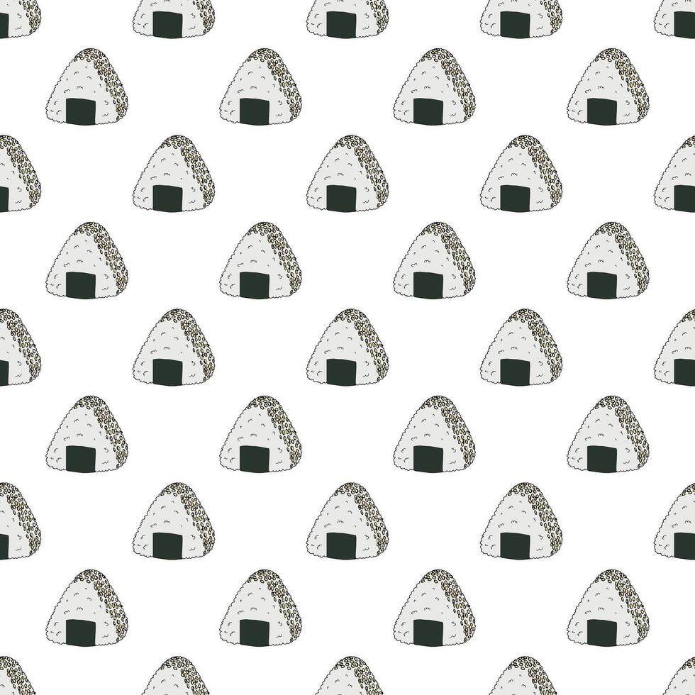 Seamless pattern with onigiri for decorative print, wrapping paper, menu, wallpaper and fabric vector