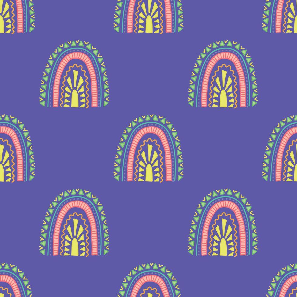 Seamless pattern with rainbow doodle for decorative print, wrapping paper, greeting cards, wallpaper and fabric vector