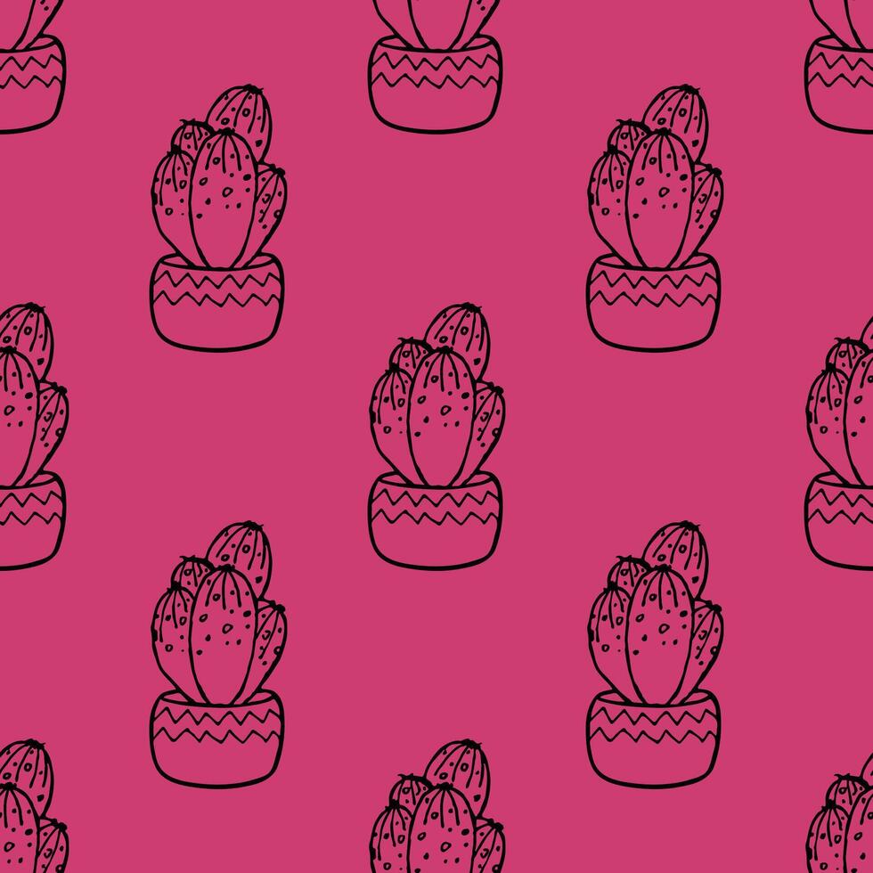 Seamless pattern with cactus doodle for decorative print, wrapping paper, greeting cards and fabric vector