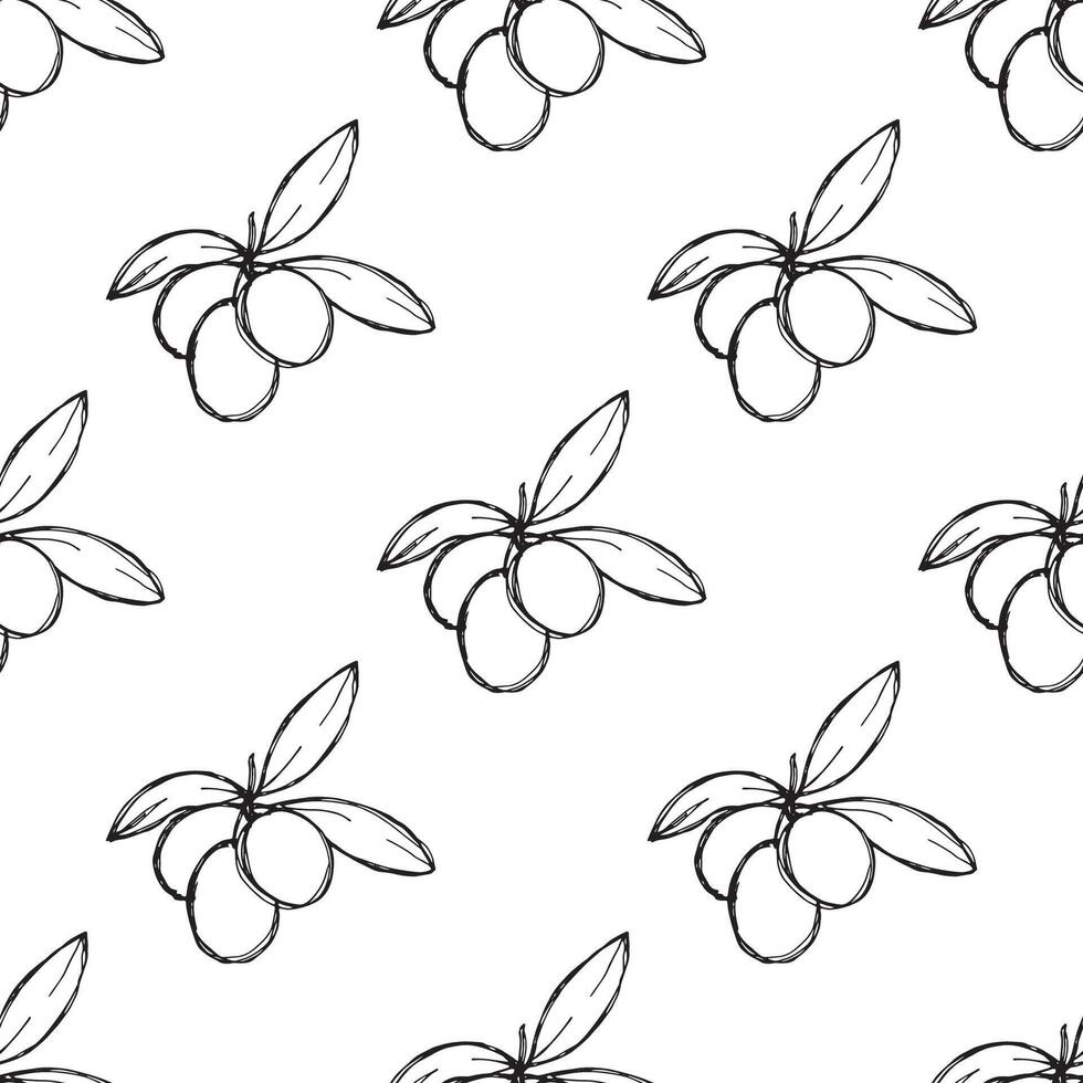 Seamless pattern with olive branches for decorative print, wrapping paper, greeting cards, wallpaper and fabric vector