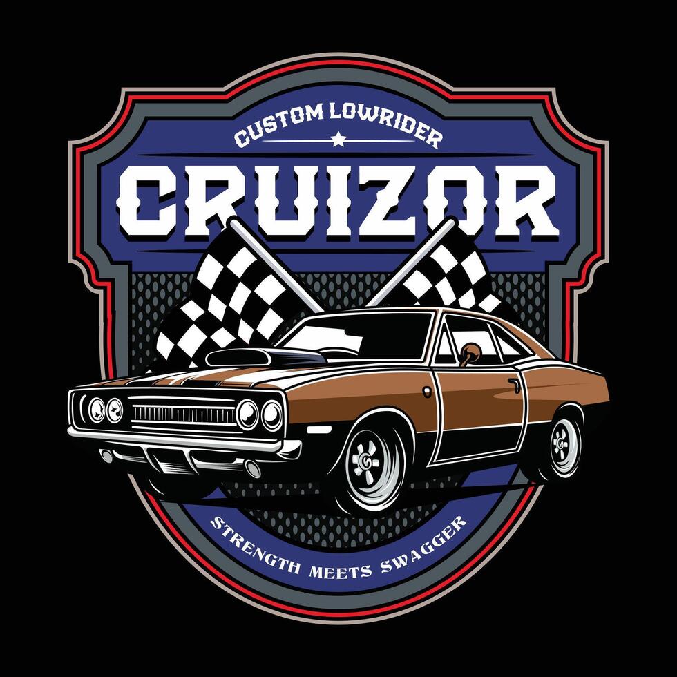 Retro Muscle Racing Car Illustration for Apparel vector