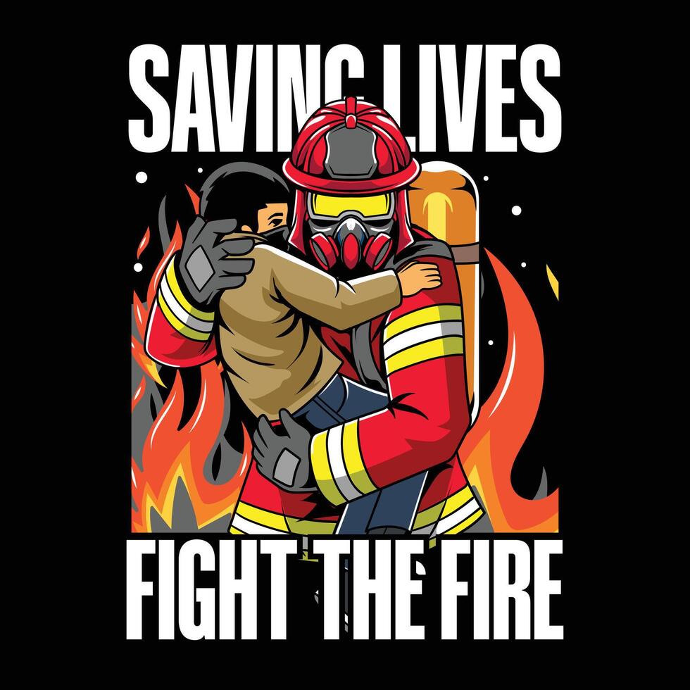 Saving Lives Firefighter Day May 4 Illustration for sticker, poster, flyer, brochure, invitation, greeting card, banner, campaign, t-shirt, apparel, social media, template vector