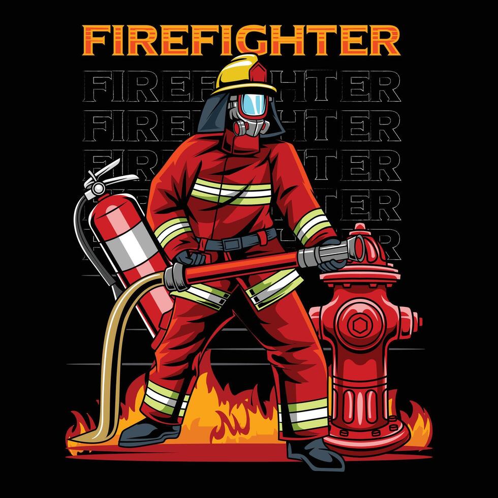Firefighter Day May 4 Illustration for sticker, poster, flyer, brochure, invitation, greeting card, banner, campaign, apparel vector