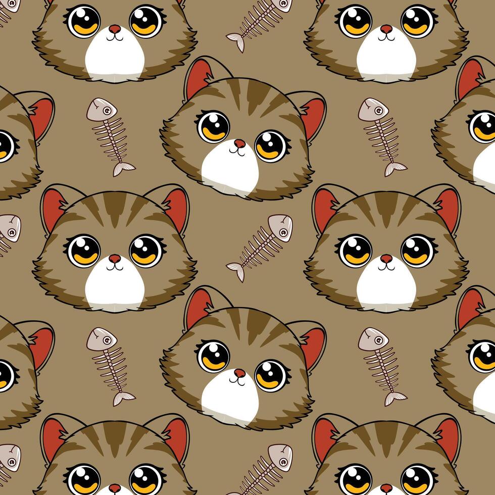 Happy Cat Day Seamless Pattern in cartoon illustration design vector