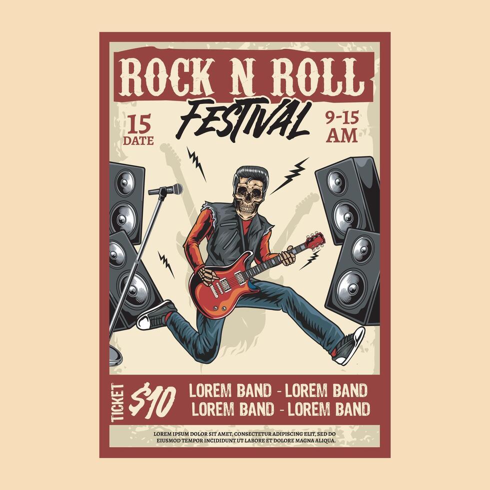 Classic Rock and roll festival colorful poster illustration vector