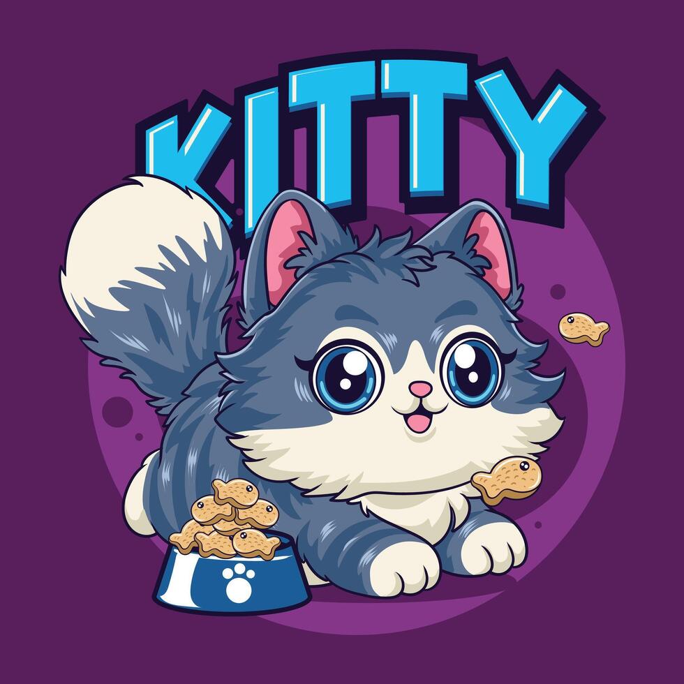 Cat Day funny cartoon illustration for sticker vector