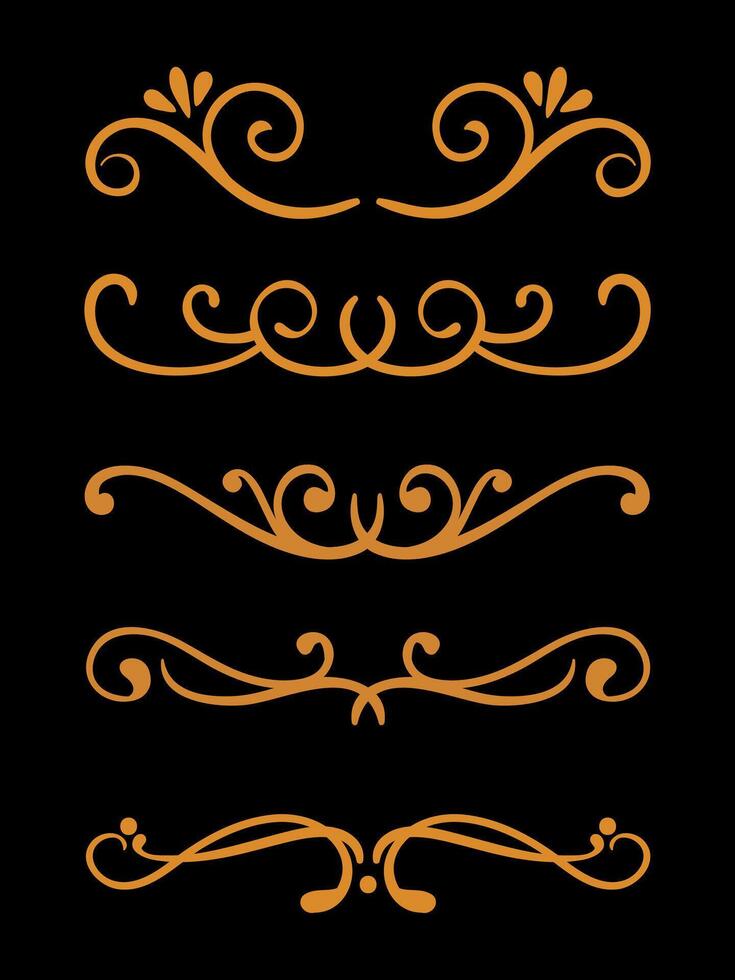 Calligraphic 5 ornamental element set divider vector