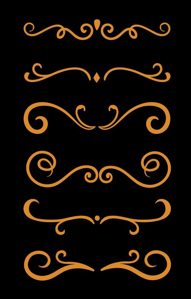 Calligraphic 6 ornamental element set vector