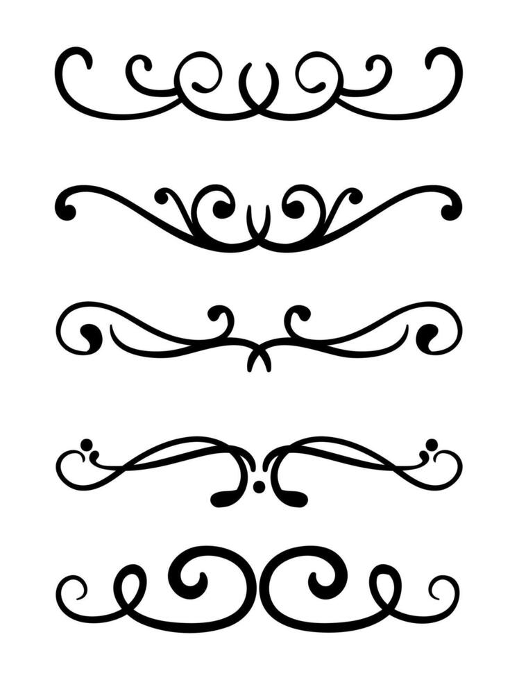 Calligraphic 5 ornamental element set vector