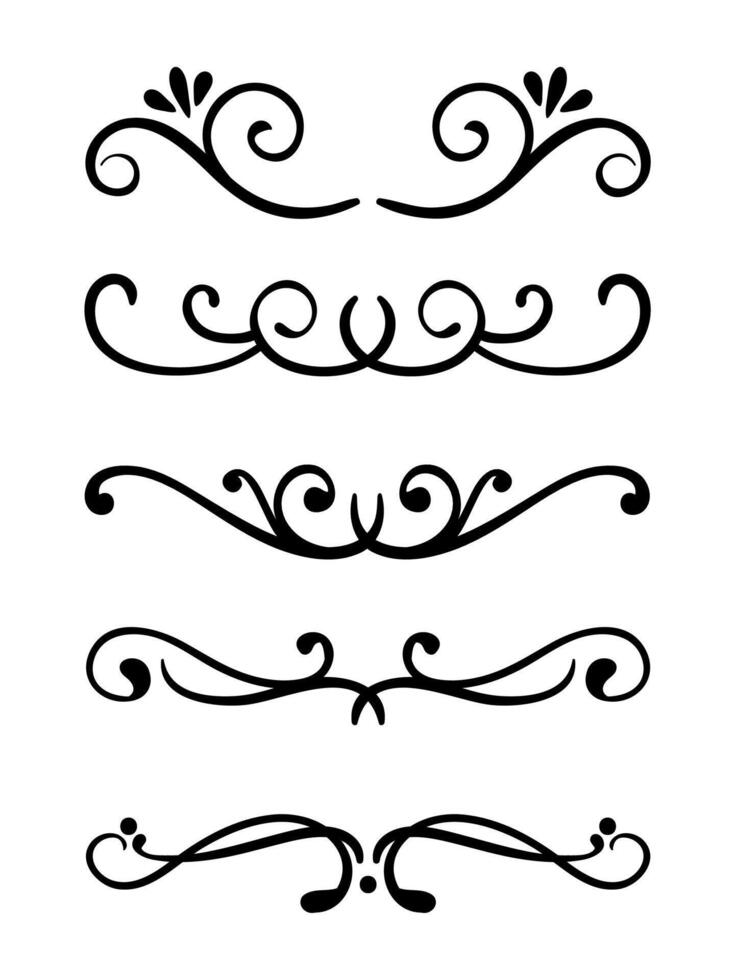 Calligraphic 5 ornamental art element set vector