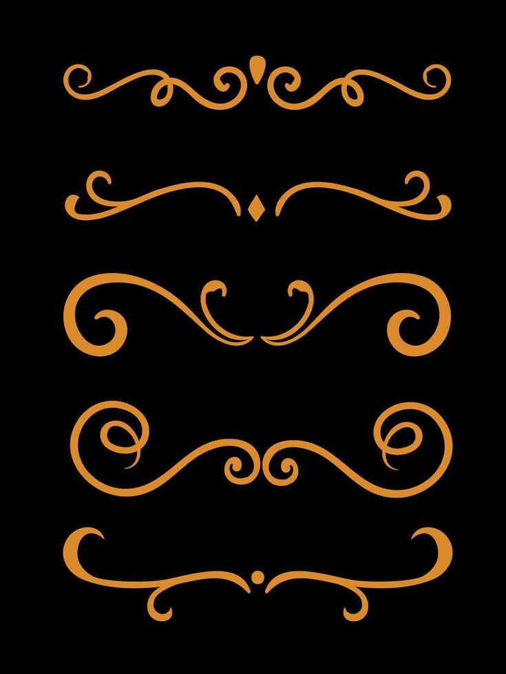 Calligraphic 5 ornamental element set art swirl divider vector