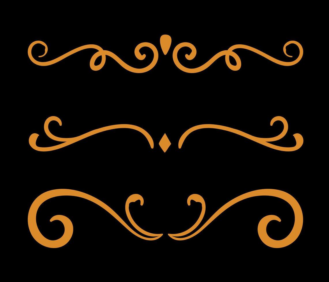 Calligraphic 3 ornamental element set art vector
