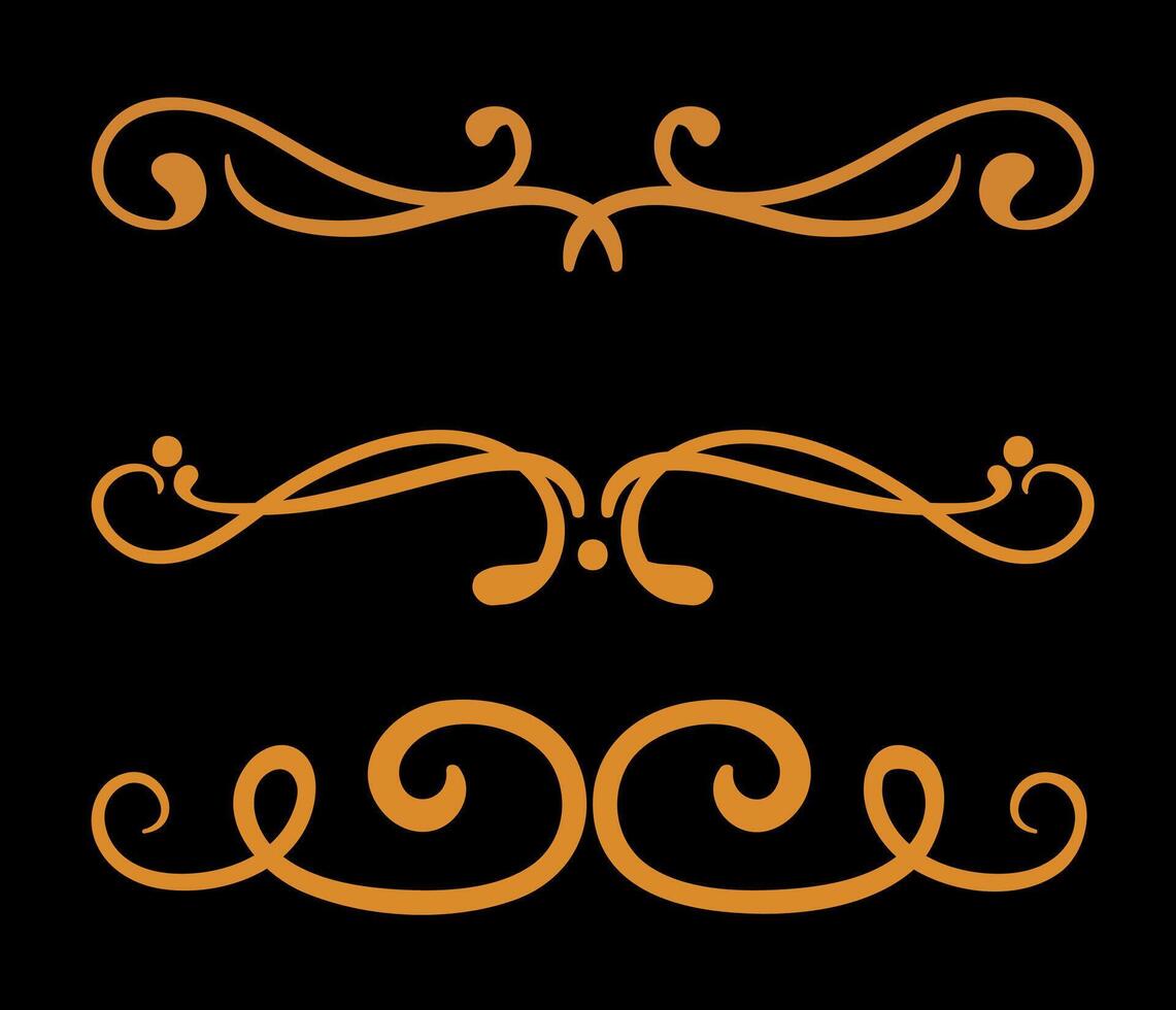 Calligraphic 3 ornamental element set vector
