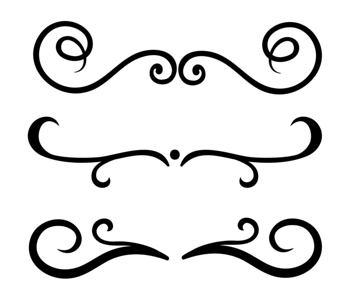 Calligraphic ornamental 3 element set art vector