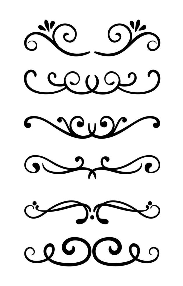 Calligraphic 6 ornamental art element set vector